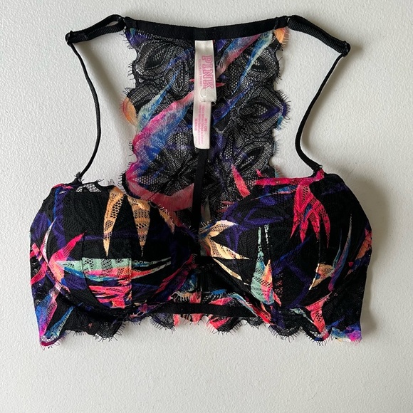 PINK Victoria's Secret 32B Bra Neon
Tropical Lace Date Racerback Front
Closure - Picture 1 of 7